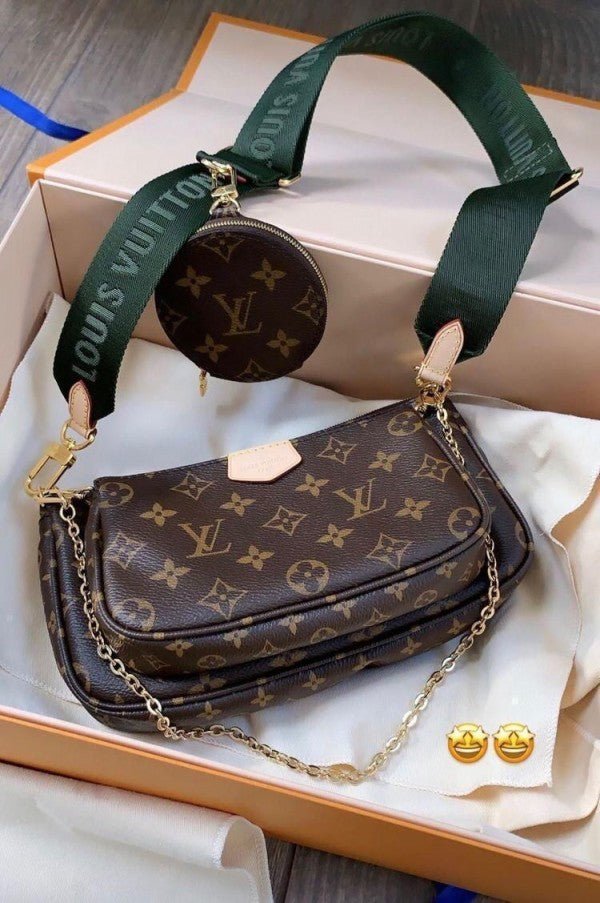 Branded  LV POCHETE 3 IN 1 GREEN WITH BOX (LV-1166)
