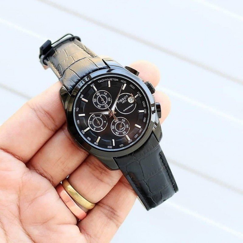 TISSOT 1853 PRIMIUM QUALITY FULL BLACK LEATHER WATCH'